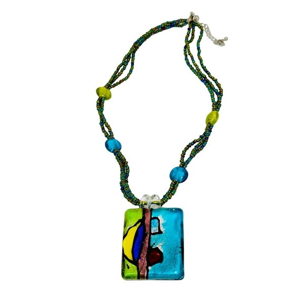Art Glass One of a Kind Artisan Necklace - Picture 1 of 8